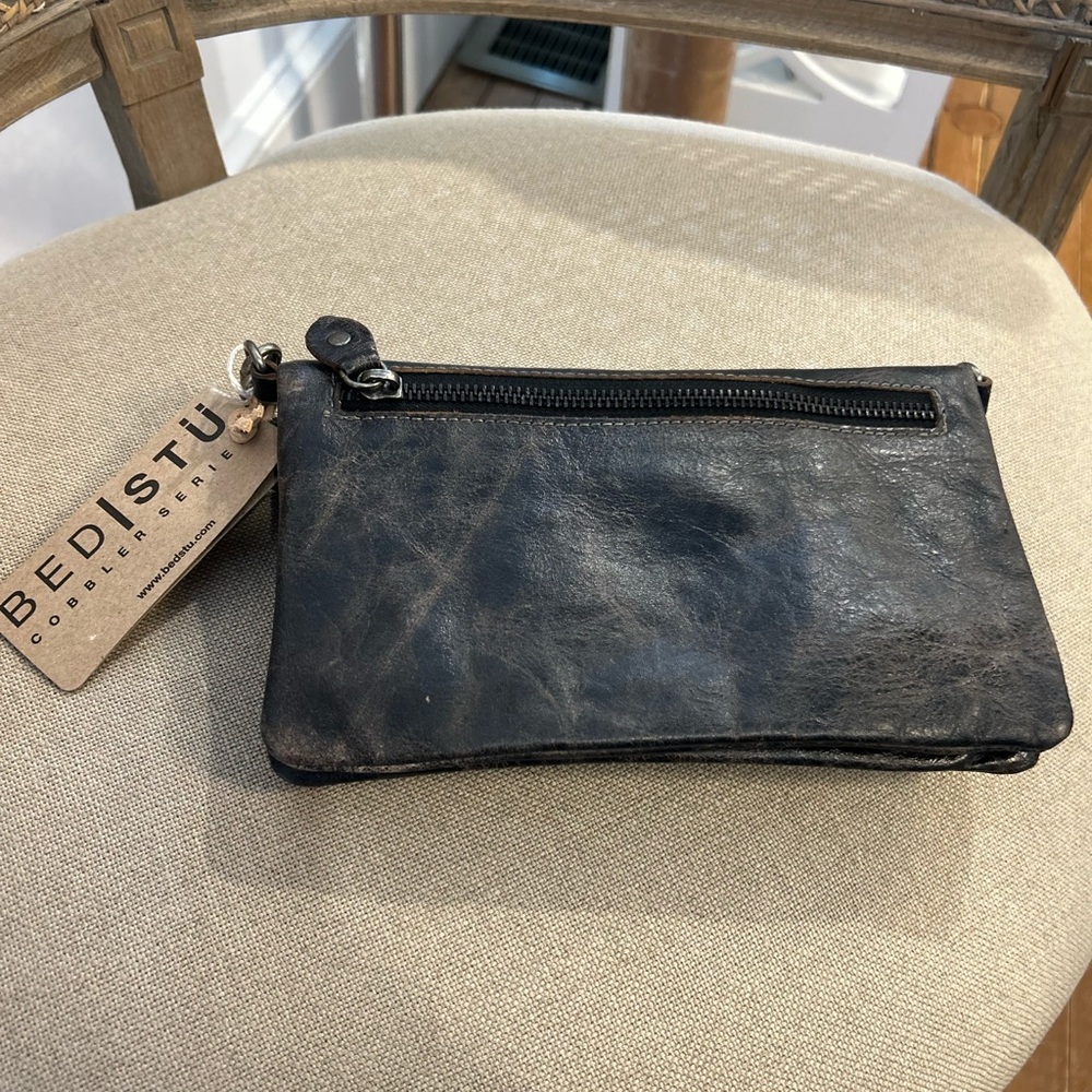 BED|STU “Cadence” Distressed Black Lux Leather Crossbody Purse - Picture 11 of 16